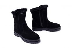 RIEKER TEX Z5454-00 black, botki damskie. Czarne botki damskie Rieker, na zimę, bez obcasa, bez zapięcia. Za 519.90 zł.