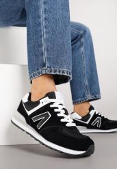 Czarno-Białe Sneakersy z Geometrycznym Wzorem Rilanea. Czarne obuwie sportowe damskie Born2be, z jeansu, bez zapięcia. Za 109.99 zł.