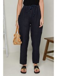 Rodier Lin Lniane spodnie w kolorze granatowym rozmiar: XL/XXL. Niebieskie spodnie materiałowe damskie Rodier Lin, bez wzorów, ze lnu. Za 127.35 zł.