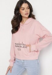 Różowa Casualowa Bluza z Kapturem i Kieszonką Zelotia. Czerwone bluzy damskie Born2be, l, bez wzorów, z jeansu, z kapturem. Za 59.99 zł.
