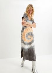 Sukienka T-shirtowa z czystej bawełny. Szare sukienki damskie bonprix, bez wzorów, z bawełny, bez ramiączek. Za 107.99 zł.