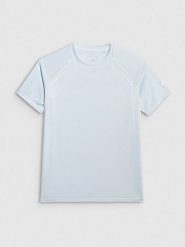 4F Koszulka sportowa w kolorze błękitnym rozmiar: M. Niebieskie koszulki sportowe damskie 4F, m, bez wzorów, z materiału, bez ramiączek, outdoorowe. Za 77.95 zł.