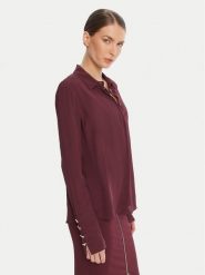 Patrizia Pepe Koszula 8C0761 A8I1 Bordowy Regular Fit. Czerwone koszule damskie Patrizia Pepe, bez wzorów, z wiskozy, bez kołnierzyka, bez ramiączek. Za 829.99 zł.