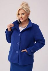 Jesienny płaszcz Szafirowa Aria OVERSIZE PLUS SIZE XXL WIOSNA. Niebieskie płaszcze damskie Moda Size Plus Iwanek, na jesień, plus size, bez wzorów, z tkaniny, bez kaptura. Za 469.90 zł.