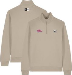 Bluza z zamkiem 1/4 – Polo – Organiczna – Dla dorosłych (Beżowa). Brązowe bluzy damskie SURF MONKEY, xl, z aplikacjami, z bawełny, bez kaptura. Za 349.95 zł.