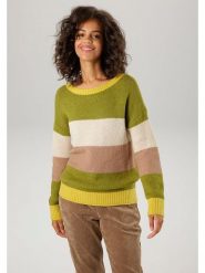 Aniston Sweter w kolorze zielono-beżowym rozmiar: 34. Brązowe swetry klasyczne damskie Aniston, ze splotem, bez kołnierzyka. Za 74.95 zł.