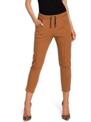 Made of emotion Spodnie w kolorze jasnobrązowym rozmiar: XL. Brązowe spodnie materiałowe damskie Made Of Emotion, bez wzorów, z materiału. Za 144.58 zł.
