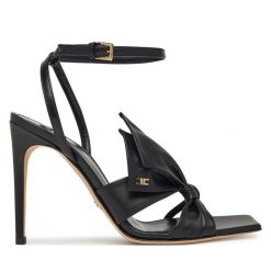 Sandały Elisabetta Franchi. Czarne sandały damskie Elisabetta Franchi, bez wzorów, bez obcasa, na szpilce, bez zapięcia. Za 1,379.00 zł.