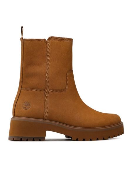 Timberland Botki Carnaby Cool Wrm Pull On Wr TB0A5VR8231 Brązowy. Brązowe botki damskie Timberland, z nubiku, bez obcasa, na płaskiej podeszwie, bez zapięcia. Za 799.99 zł.