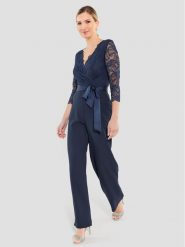 Swing Kombinezon 3AE00300 Granatowy Regular Fit. Niebieskie sukienki damskie Swing, bez wzorów, z syntetyku, bez ramiączek. Za 419.99 zł.
