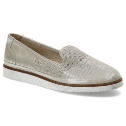 Złote Półbuty Lanqier Eleganckie Buty Damskie. Żółte półbuty damskie Lanqier, na wiosnę, w ażurowe wzory, ze skóry, bez obcasa, bez zapięcia. Za 159.00 zł.