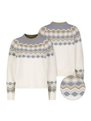 Eight2Nine Sweter w kolorze kremowo-błękitnym rozmiar: XL. Brązowe swetry klasyczne damskie Eight2Nine, xl, ze splotem, bez kołnierzyka. Za 153.71 zł.