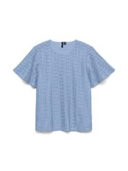 Vero Moda Bluzka w kolorze błękitnym rozmiar: XL. Niebieskie bluzki damskie Vero Moda, xl, bez wzorów, z koronki, bez kołnierzyka, bez ramiączek. Za 79.03 zł.