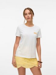 Vero Moda Koszulka "Mella" w kolorze białym rozmiar: M. Białe bluzki damskie Vero Moda, m, bez wzorów, z bawełny, bez kołnierzyka, bez ramiączek. Za 65.95 zł.