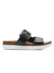 Clarks Skórzane klapki w kolorze czarnym rozmiar: 41. Czarne klapki damskie Clarks, bez wzorów, ze skóry, z otwartym noskiem, bez obcasa, bez zapięcia. Za 184.46 zł.