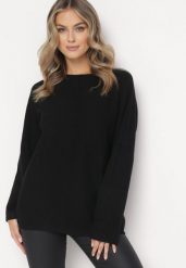 Czarny Sweter z Przeszyciami Daeton. Czarne swetry klasyczne damskie Born2be, l, z bawełny, bez kołnierzyka. Za 54.99 zł.