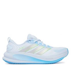 Buty do biegania adidas. Niebieskie obuwie sportowe damskie Adidas, bez zapięcia, do biegania. Za 399.99 zł.