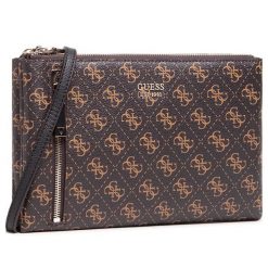 Torebka Guess. Brązowe listonoszki damskie Guess, z aplikacjami, bez dodatków. Za 479.99 zł.