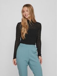 Vila Bluzka 14088387 Czarny Slim Fit. Czarne bluzki damskie Vila, xs, bez wzorów, z syntetyku, bez kołnierzyka, bez ramiączek. W wyprzedaży za 59.99 zł.