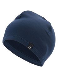 Haglöfs Czapka beanie "Betula" w kolorze granatowym rozmiar: S/M. Niebieskie czapki damskie Haglöfs, z aplikacjami, z materiału. Za 79.45 zł.