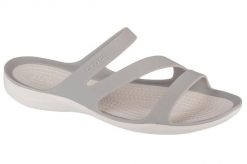 Klapki damskie Crocs Swiftwater. Szare klapki damskie Crocs, bez wzorów, z materiału, bez obcasa, bez zapięcia. Za 199.99 zł.