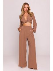 Made of emotion Spodnie w kolorze jasnobrązowym rozmiar: M. Brązowe spodnie materiałowe damskie Made Of Emotion, bez wzorów, z materiału. Za 149.99 zł.