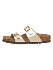 Birkenstock Klapki "Sydney" w kolorze kremowym rozmiar: 38. Brązowe klapki damskie Birkenstock, bez wzorów, z otwartym noskiem, bez obcasa, bez zapięcia. Za 213.69 zł.