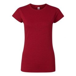 Koszulka Damska Softstyle Heather. Czerwone bluzki damskie GILDAN, xl, bez wzorów, bez kołnierzyka, bez ramiączek. Za 42.99 zł.