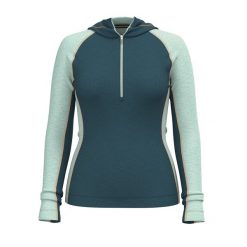 Bluza damska Smartwool Classic Thermal Merino Base Layer 1/2 Zip Hoodie Boxed. Zielone bluzy damskie Smartwool, na zimę, s, bez wzorów, bez kaptura. Za 509.99 zł.