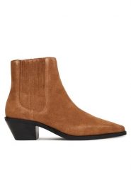 BOSS Botki Niara 50548781 Brązowy. Brązowe botki damskie Boss, ze skóry, bez obcasa, na słupku, bez zapięcia. Za 1,199.00 zł.