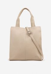 Ciemnobeżowa Duża Torebka Shopper Tote z Regulowanym Paskiem Sorielleza. Brązowe shopper bag Renee, bez wzorów, z jeansu, na ramię, duże, bez dodatków. Za 149.99 zł.