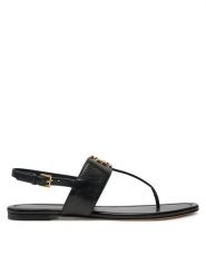 Tory Burch Sandały Eleanor 157967 Czarny. Czarne sandały damskie Tory Burch, bez wzorów, ze skóry, bez obcasa, na płaskiej podeszwie, bez zapięcia. Za 819.99 zł.