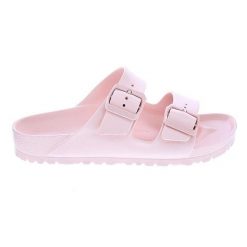Klapki damskie Birkenstock Arizona Eva. Czerwone klapki damskie Birkenstock, bez wzorów, z materiału, bez obcasa, bez zapięcia. Za 356.00 zł.