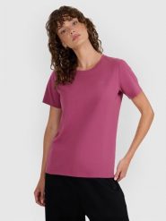 4F T-shirt regular gładki damski - czerwony S. Czerwone t-shirty damskie 4F, s, bez wzorów, z bawełny, bez kołnierzyka. Za 49.99 zł.