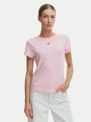 Tommy Hilfiger T-Shirt WW0WW48710 Różowy Slim Fit. Czerwone t-shirty damskie Tommy Hilfiger, s, bez wzorów, z bawełny, bez kołnierzyka. Za 169.99 zł.