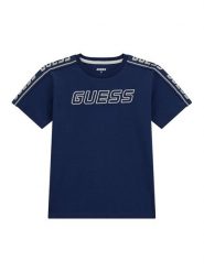 Guess T-Shirt L4YI50 J1314 Granatowy Regular Fit. Niebieskie t-shirty i koszulki chłopięce Guess, z aplikacjami, z bawełny, bez kołnierzyka, bez ramiączek. Za 139.99 zł.