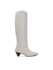 Badura Kowbojki EO-APRIL-123433 Szary. Szare kozaki damskie Badura, ze skóry, bez obcasa, na słupku, bez zapięcia. Za 649.99 zł.