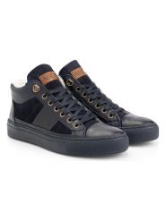 NoGRZ Skórzane sneakersy "P.daCortona" w kolorze granatowym rozmiar: 36. Niebieskie obuwie sportowe damskie NoGRZ, z wełny, za kostkę, bez zapięcia. Za 170.07 zł.