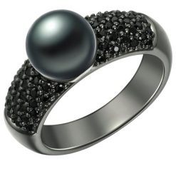 Valero Pearls Pierścionek z perłą srebro wysokiej próby Cyrkonia Perła hodowlana słodkowodna czarny Pierścionki 1 ct Damski. Czarne pierścionki damskie Valero Pearls, z cyrkonią, srebrne. Za 299.99 zł.