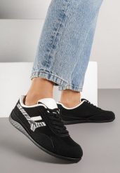 Czarne Sneakersy z Geometrycznym Motywem w Zeberkę Arpolia. Czarne obuwie sportowe damskie Renee, z jeansu, bez zapięcia. Za 89.99 zł.