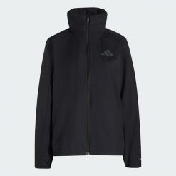 Kurtka przeciwdeszczowa Terrex Multi Essentials 2 Layer CLIMAPROOF. Czarne kurtki damskie Adidas, l, bez wzorów, z materiału, bez kaptura. Za 439.00 zł.