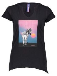 Crazy Koszulka w kolorze czarnym rozmiar: S. Czarne bluzki damskie Crazy, s, bez wzorów, bez kołnierzyka, bez ramiączek. Za 92.21 zł.