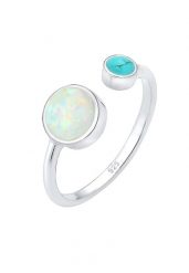 Elli Damski Boho otwarty regulowany z syntetycznym opalem i holwitem w srebrze 925 Sterling Silver Pierścionki 1 ct. Szare pierścionki damskie Elli, z opalem, srebrne. Za 207.39 zł.