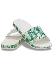Crocs Klapki "Kadee" w kolorze zielono-białym rozmiar: 41/42. Białe klapki damskie Crocs, bez wzorów, z otwartym noskiem, bez obcasa, bez zapięcia. Za 114.17 zł.