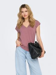 ONLY Koszulka "Free" w kolorze szaroróżowym rozmiar: XS. Różowe bluzki damskie Only, xs, bez wzorów, bez kołnierzyka, bez ramiączek. Za 60.99 zł.