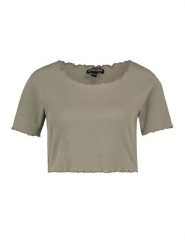 Eight2Nine Koszulka w kolorze khaki rozmiar: XS. Brązowe bluzki damskie Eight2Nine, xs, bez wzorów, z bawełny, bez kołnierzyka, bez ramiączek. Za 19.96 zł.