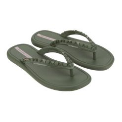 Japonki damskie Ipanema Meu Sol Thon. Zielone klapki damskie Ipanema, bez wzorów, z materiału, bez obcasa, bez zapięcia. Za 57.99 zł.