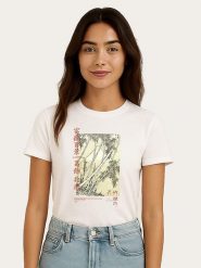 WOOOP Koszulka "Hokusai Bamboo" w kolorze białym rozmiar: L. Białe bluzki damskie Wooop, l, bez wzorów, z bawełny, bez kołnierzyka, bez ramiączek. Za 56.99 zł.