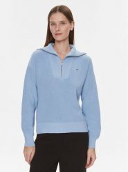 Tommy Hilfiger Sweter WW0WW42420 Niebieski Regular Fit. Niebieskie swetry klasyczne damskie Tommy Hilfiger, m, z bawełny, bez kołnierzyka. Za 579.99 zł.