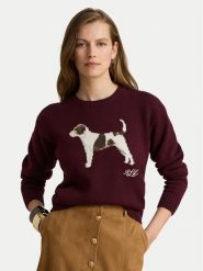 LAUREN RALPH LAUREN Sweter 200B27844001 Bordowy Relaxed Fit. Czerwone swetry klasyczne damskie Lauren Ralph Lauren, xl, z bawełny, bez kołnierzyka. Za 1,018.99 zł.